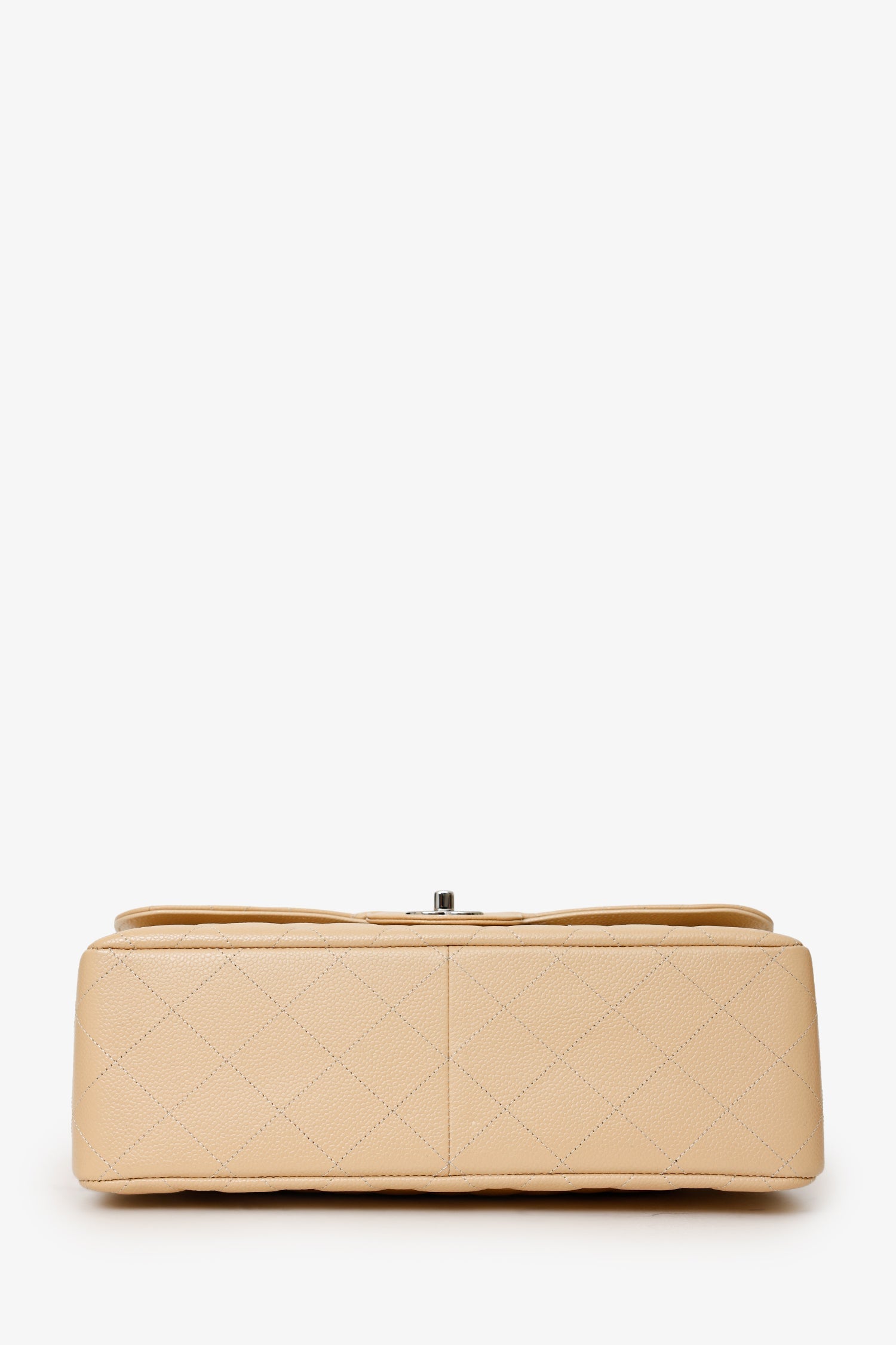 Pre-Loved Chanel™ 2016-17 Beige Caviar Leather Jumbo Double Flap Bag