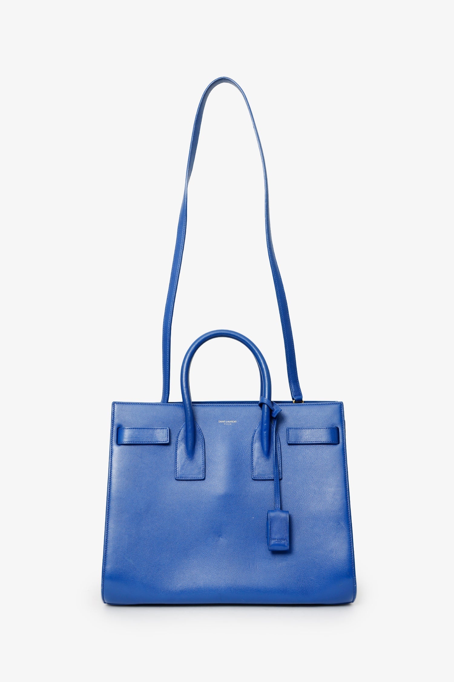 Saint Laurent Blue Leather Small Sac De Jour with Strap