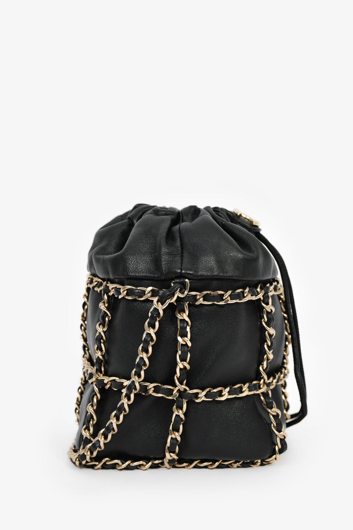 Pre-Loved Chanel™ 2019-20 Black Lambskin Drawstring Bucket Bag