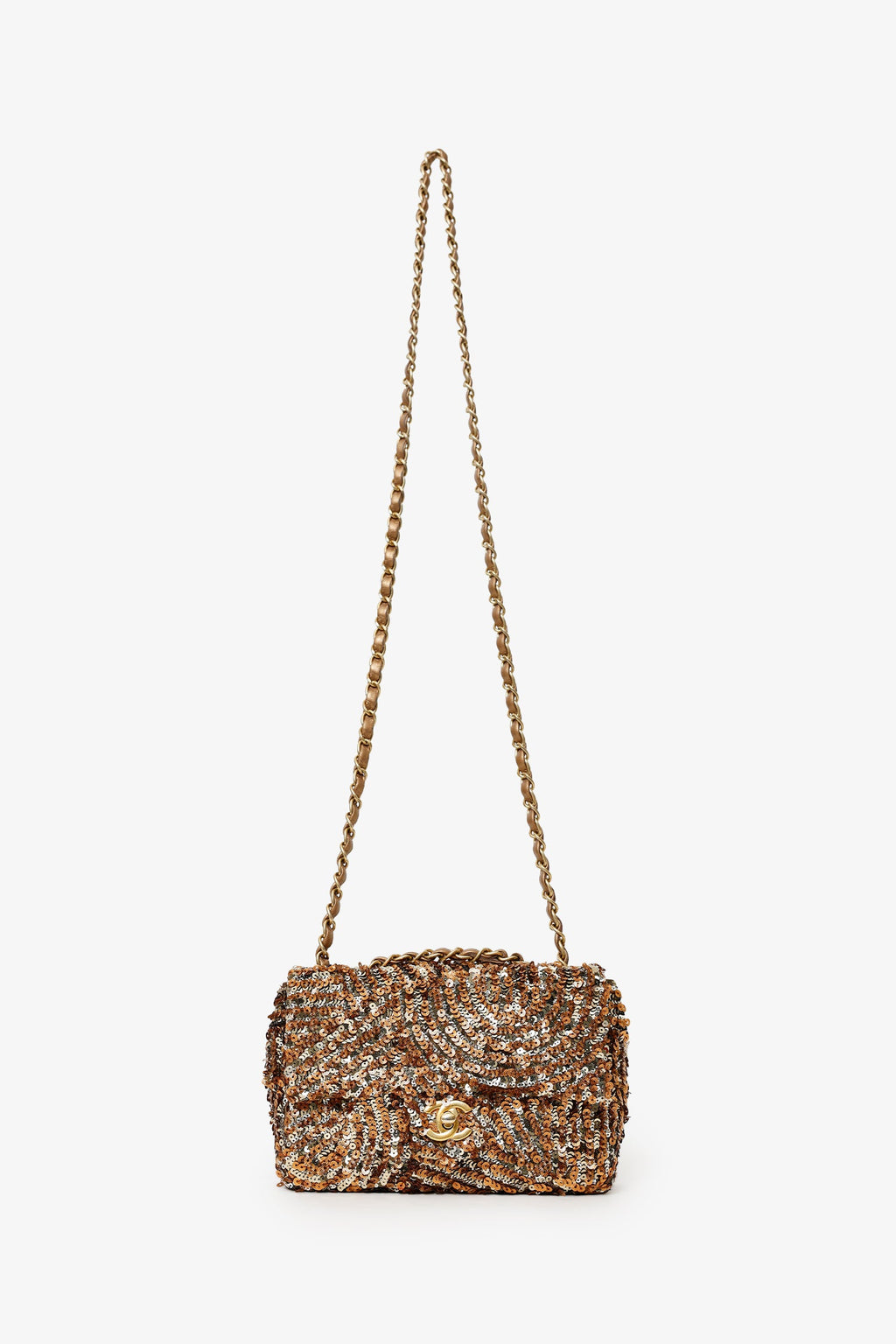Pre-Loved Chanel™ 2019 Limited Edition Brown Sequins Mini Rectangular Single Flap