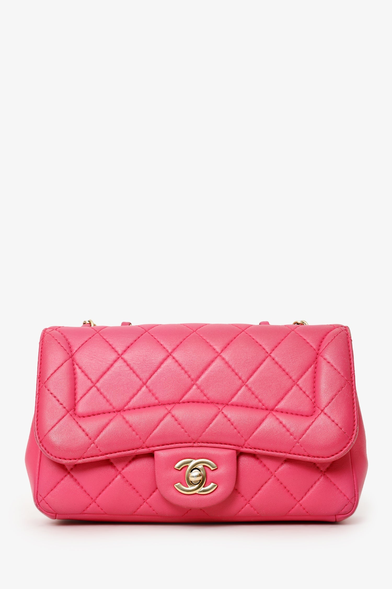 Pre-Loved Chanel™ 2015-16 Pink Lambskin Quilted Mini Mademoiselle Chic Flap