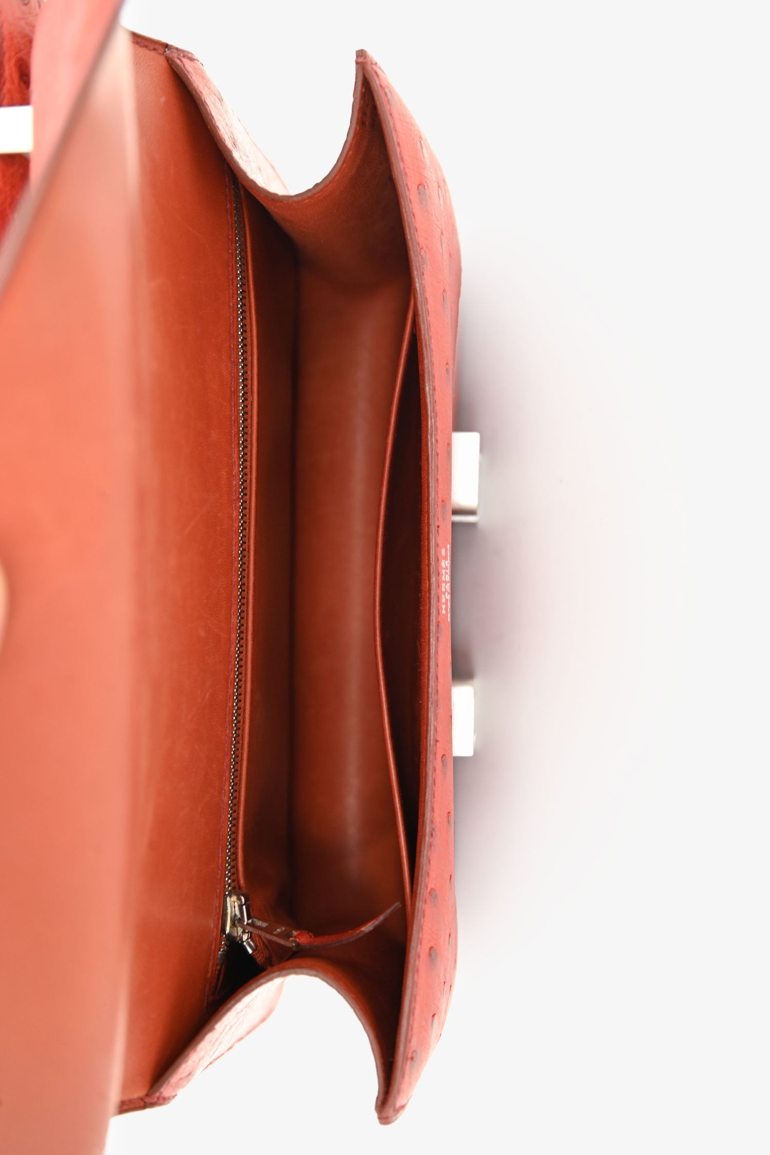 Hermès 1999 Orange Ostrich Constance 23