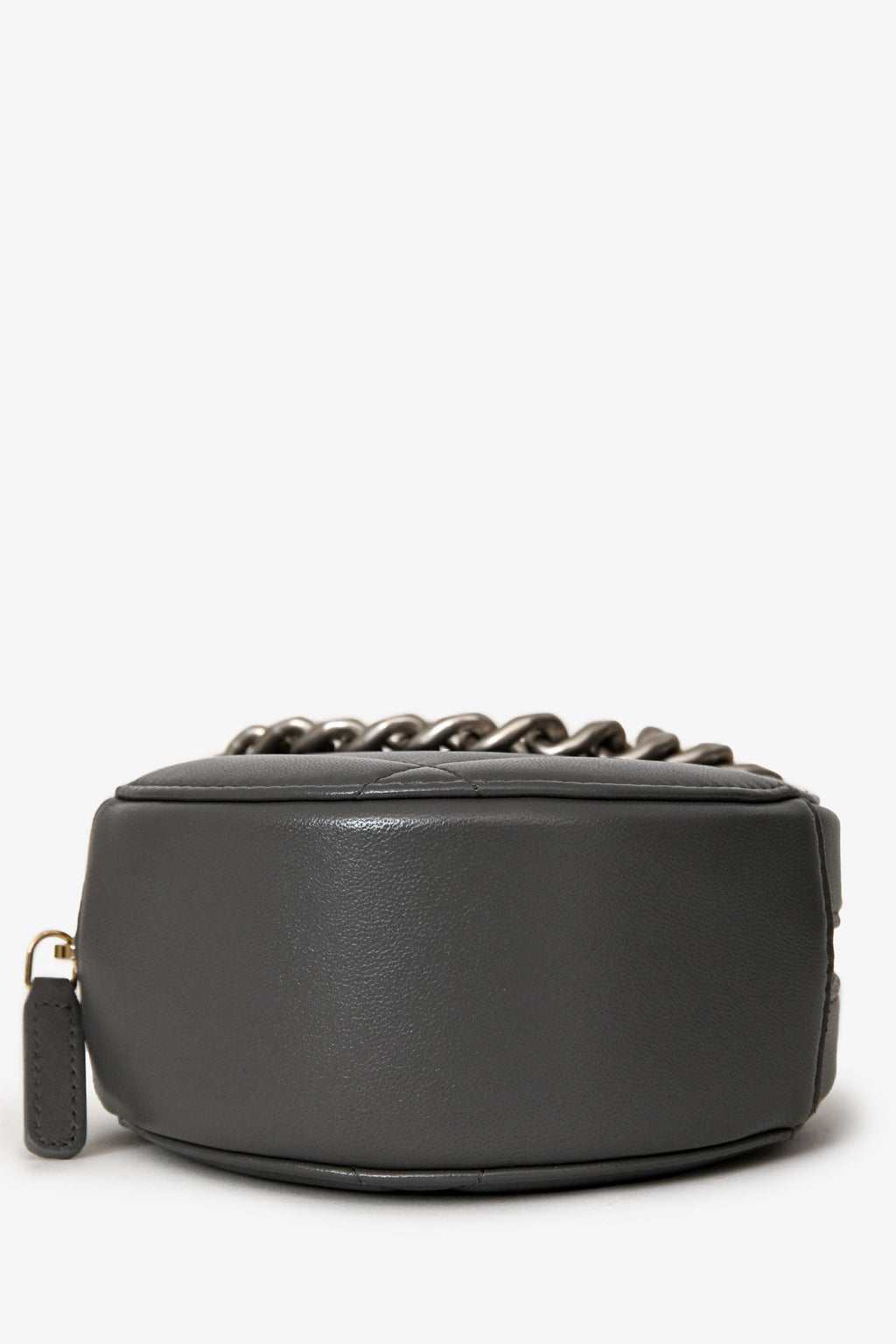 Pre-Loved Chanel™ Grey Lambskin 19 Round Crossbody Silver Hardware