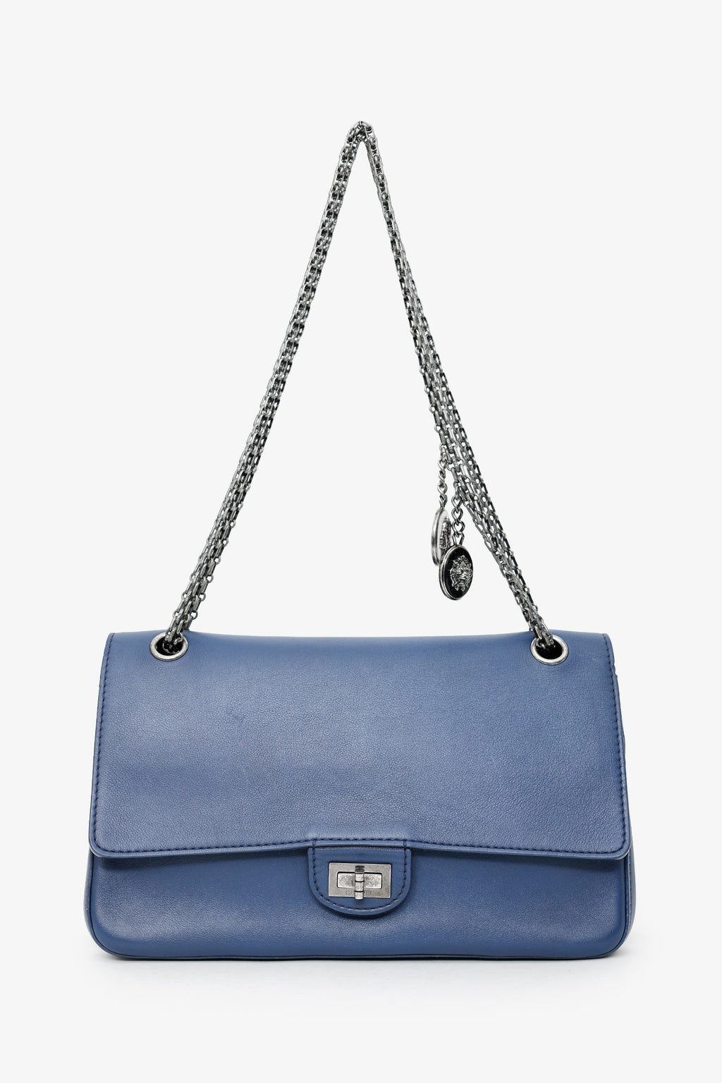 Pre-Loved Chanel™ 2017 Navy Leather Medallion Charm Reissue 2.55 Shoulder Bag
