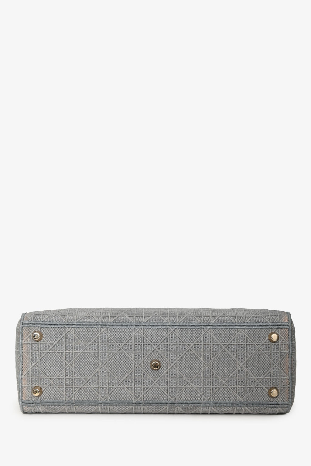 Christian Dior 2020 Grey Cannage Embroidered Canvas Large Lady D-Lite With Strap