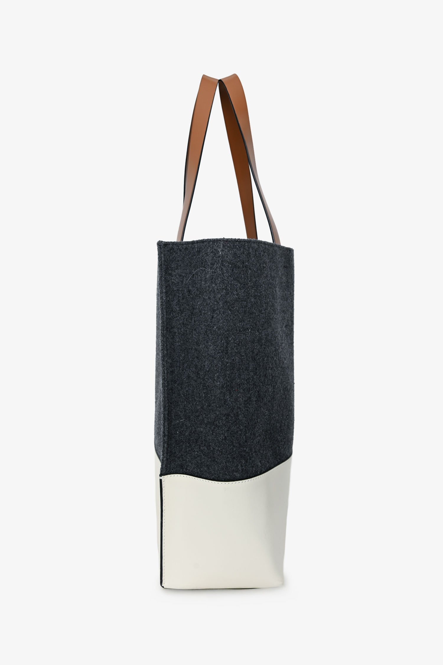 Marni Grey Felt White Leather Tote