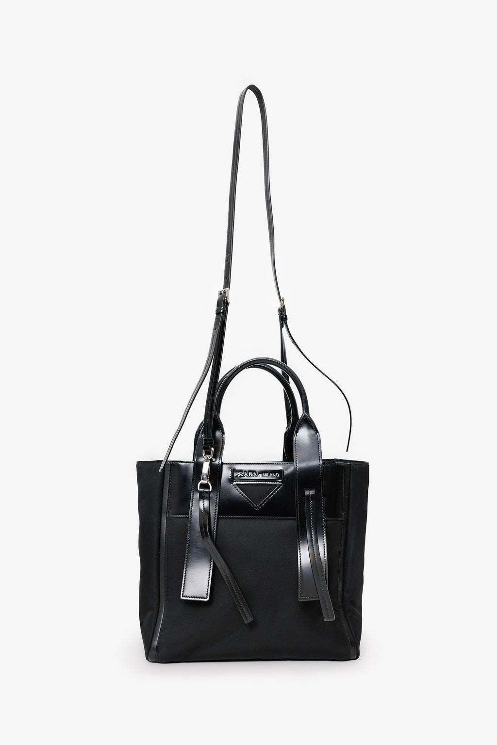 Prada Black Tessuto Nylon Small Ouverture Bag With Strap