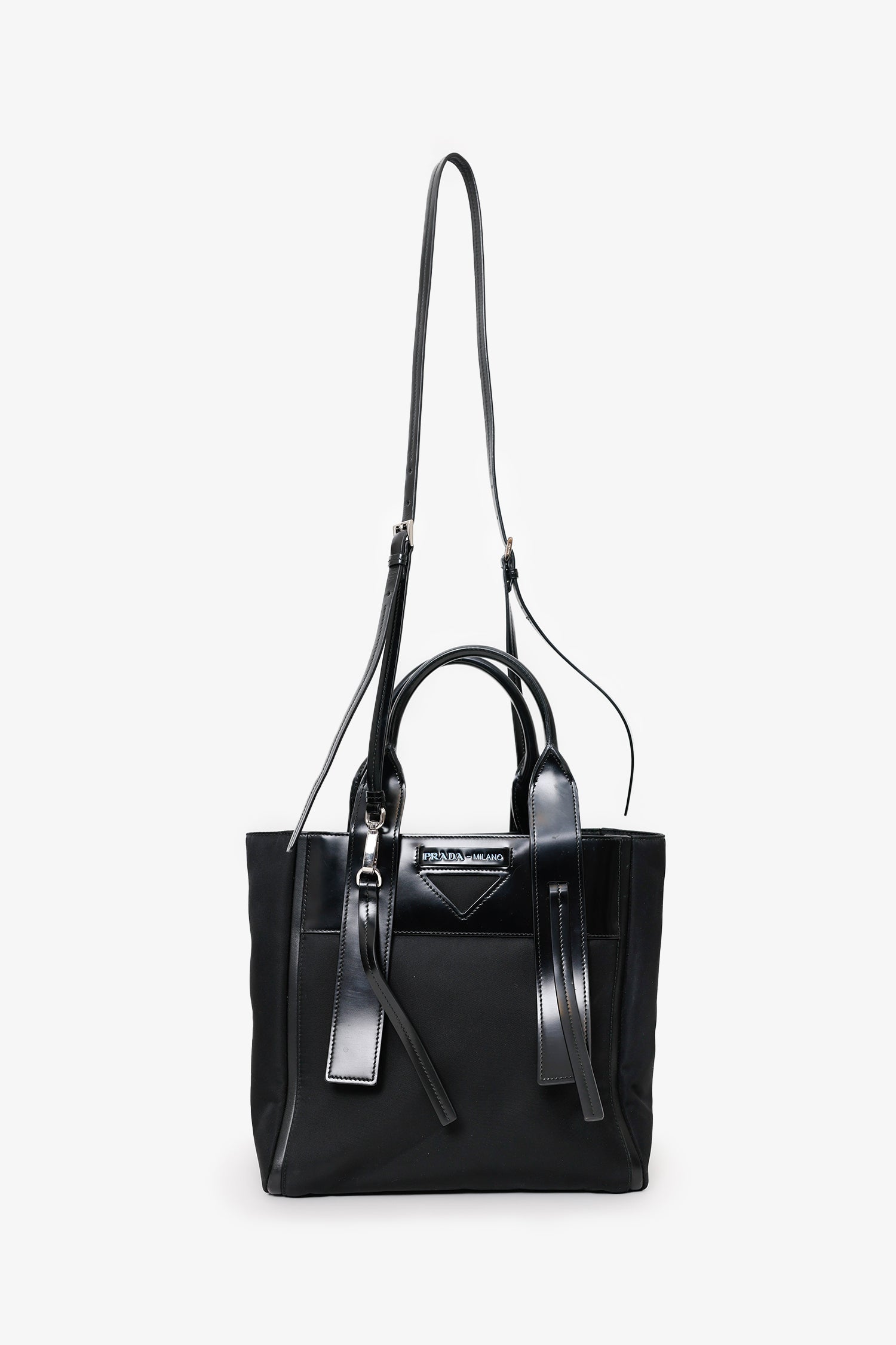 Prada Black Tessuto Nylon Small Ouverture Bag With Strap