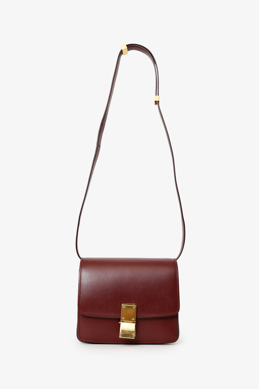 Celine Burgundy Leather Small Box Bag