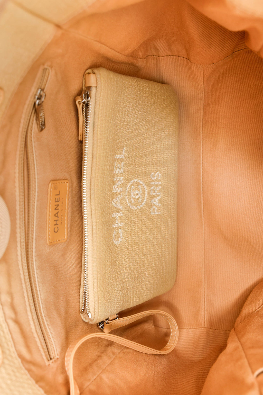 Pre-Loved Chanel™ 2022 Beige Canvas Deauville Small Shopping Tote Bag