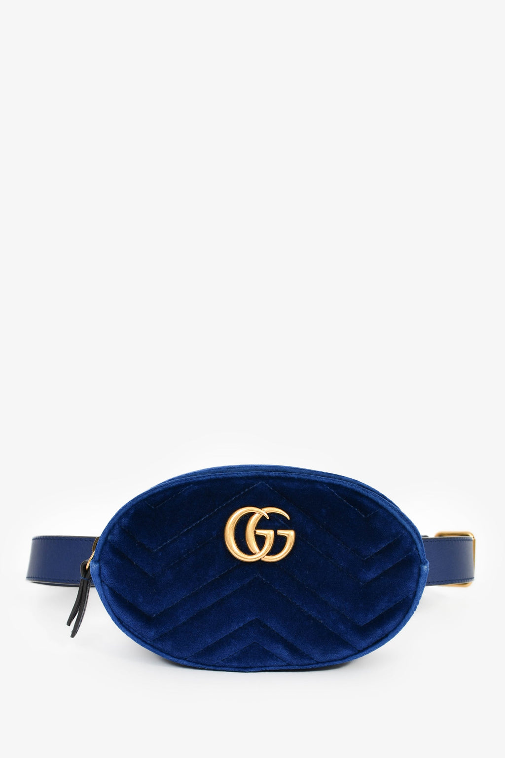 Gucci Blue Velvet Chevron Belt Bag