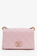 Pre-Loved Chanel™ 24A Light Pink Quilted Lambskin Small CC Enamel Flap Bag