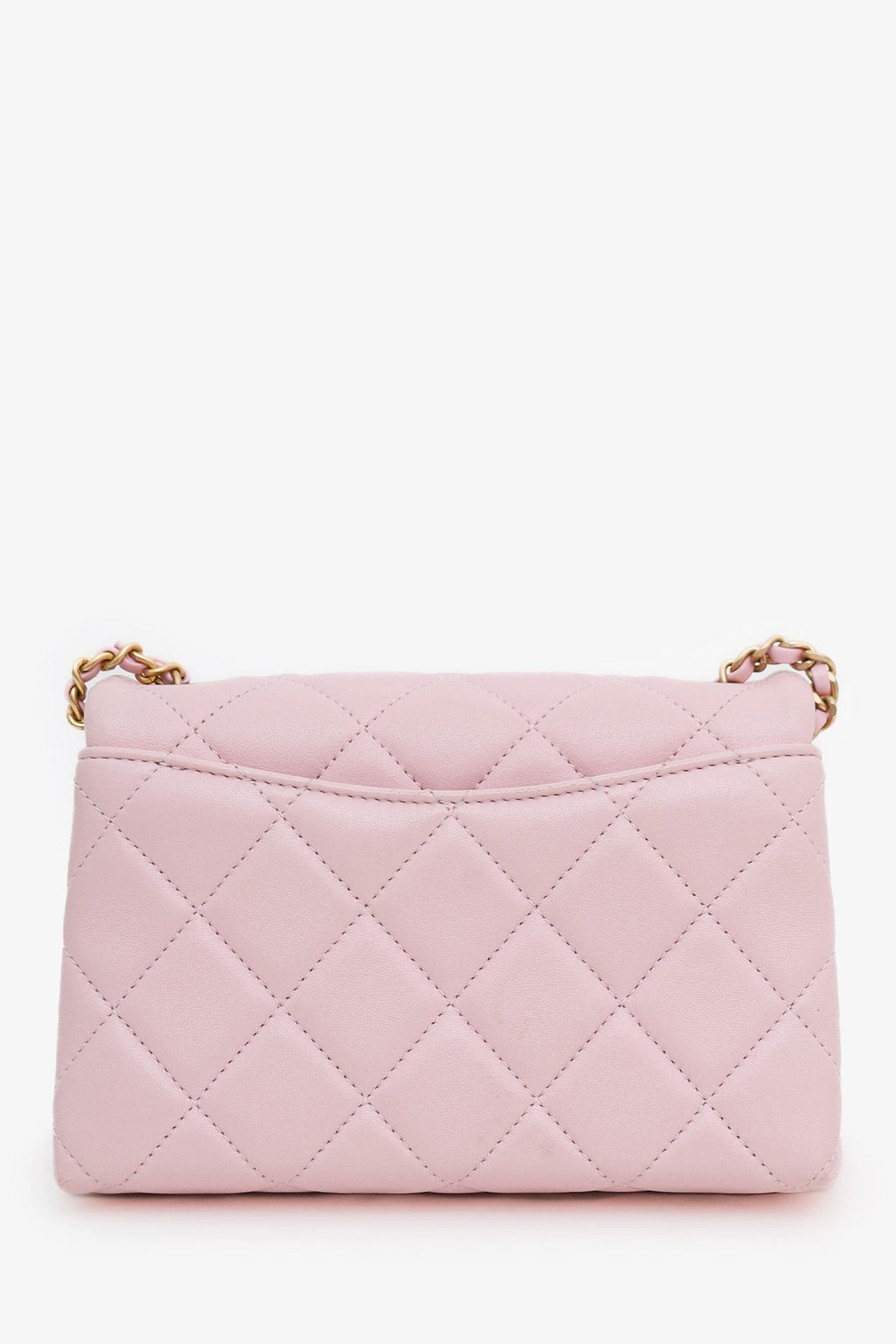 Pre-Loved Chanel™ 24A Light Pink Quilted Lambskin Small CC Enamel Flap Bag