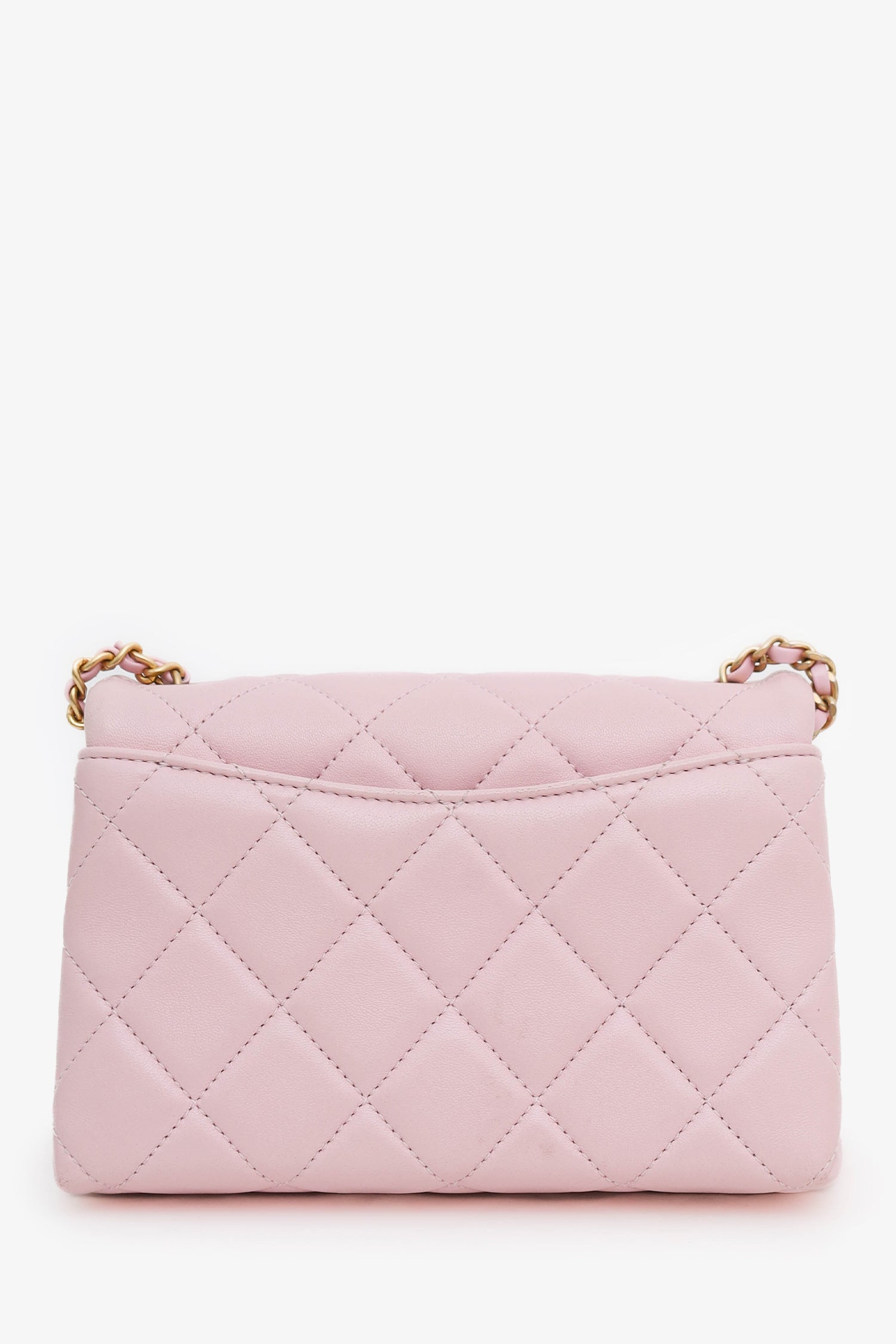 Pre-Loved Chanel™ 24A Light Pink Quilted Lambskin Small CC Enamel Flap Bag