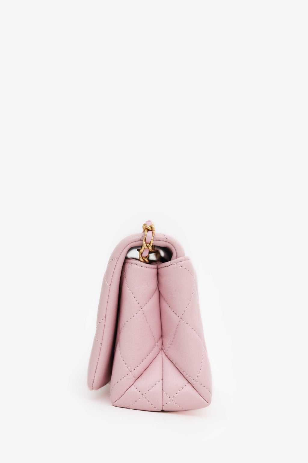 Pre-Loved Chanel™ 24A Light Pink Quilted Lambskin Small CC Enamel Flap Bag