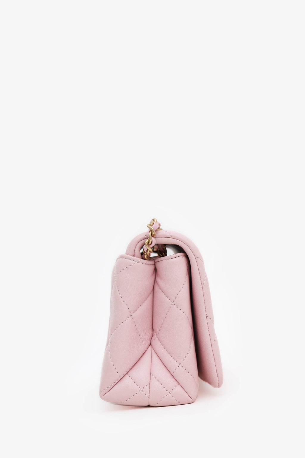 Pre-Loved Chanel™ 24A Light Pink Quilted Lambskin Small CC Enamel Flap Bag