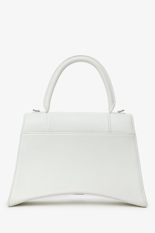 Balenciaga White Grained Leather Small Hourglass Bag With Strap