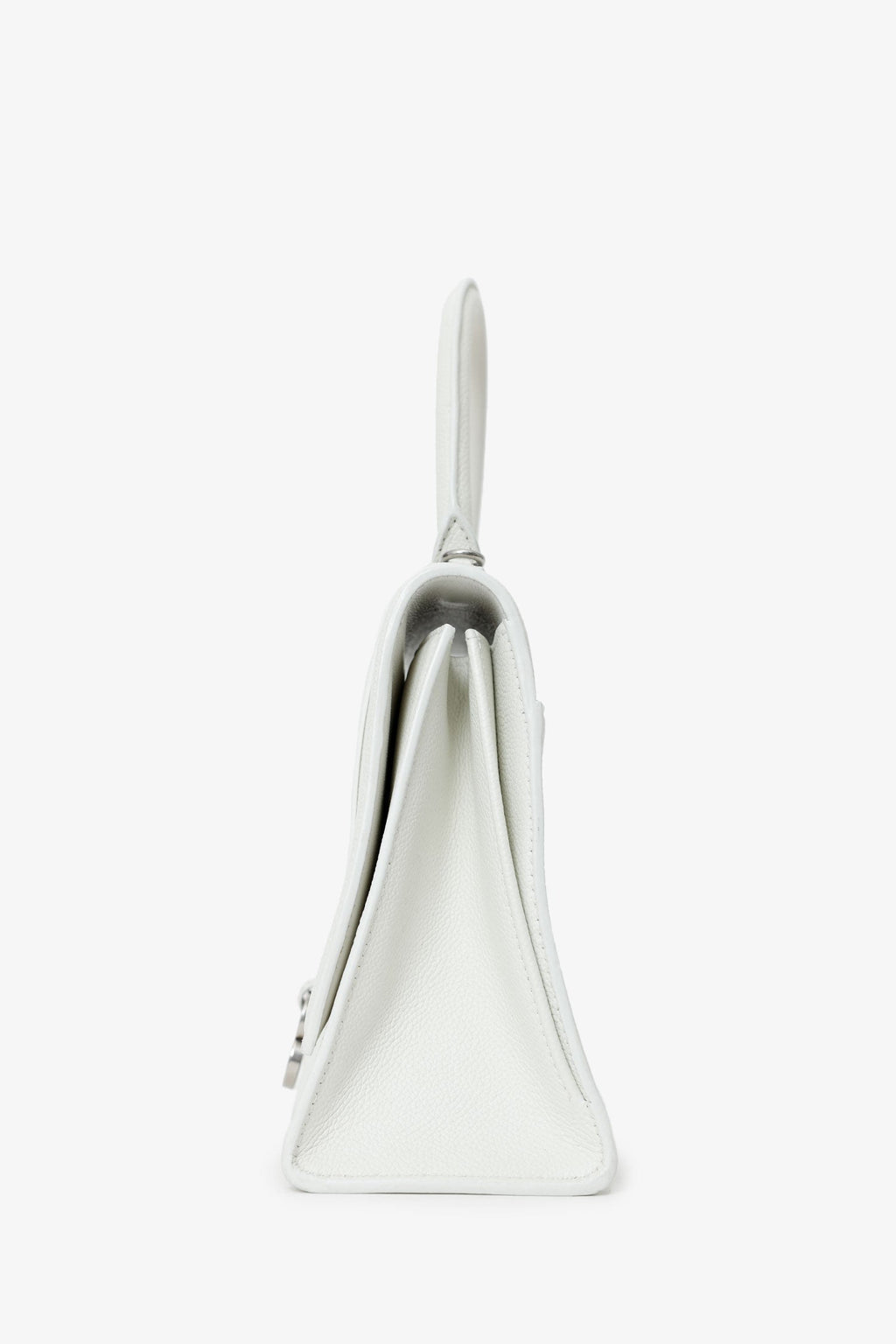 Balenciaga White Grained Leather Small Hourglass Bag With Strap