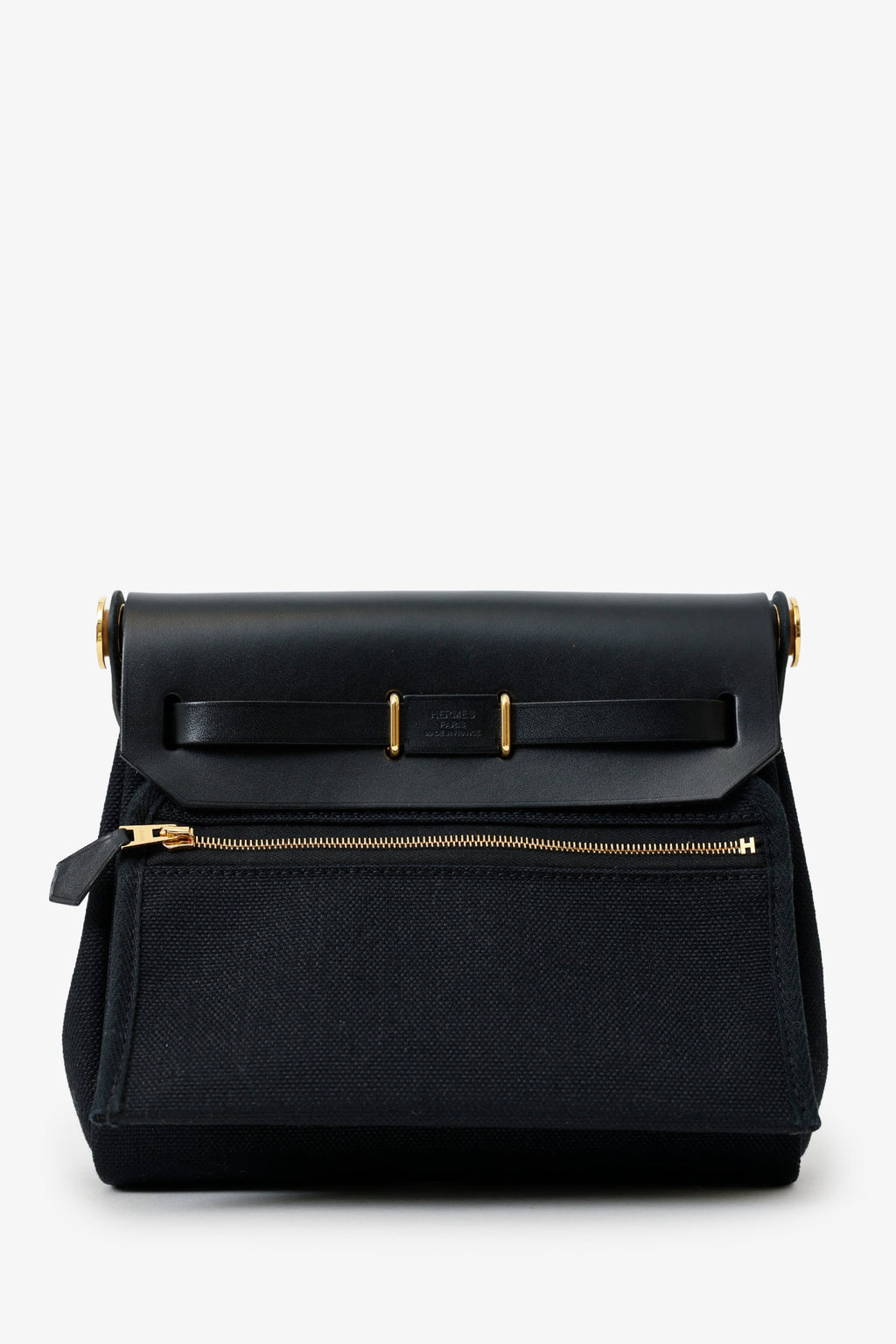 Hermès 2025 Black Toile H Canvas/Fauve Vache Hunter Mini Herbag 20