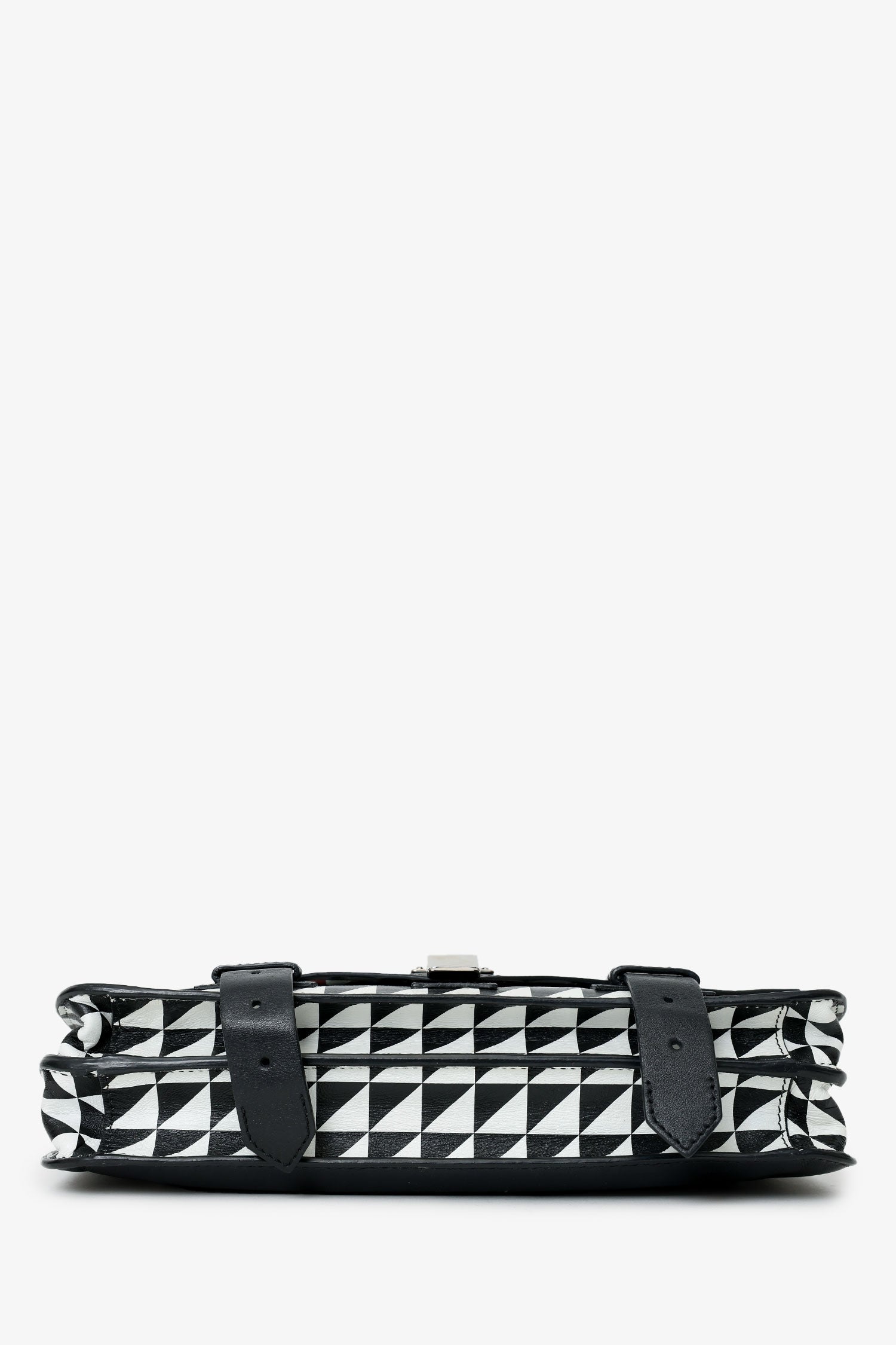 Proenza Schouler Black/White Leather Geometric Print Clutch
