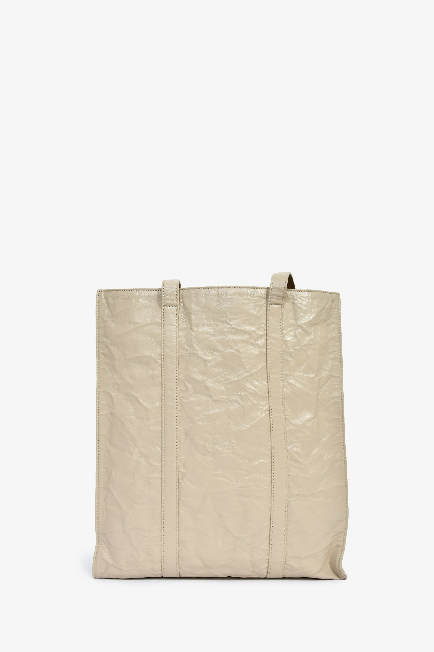 Prada Taupe Lather Crinkle Effect Small Tote Bag