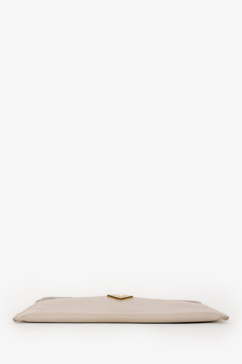 Prada Taupe Saffiano Leather Zippered Clutch
