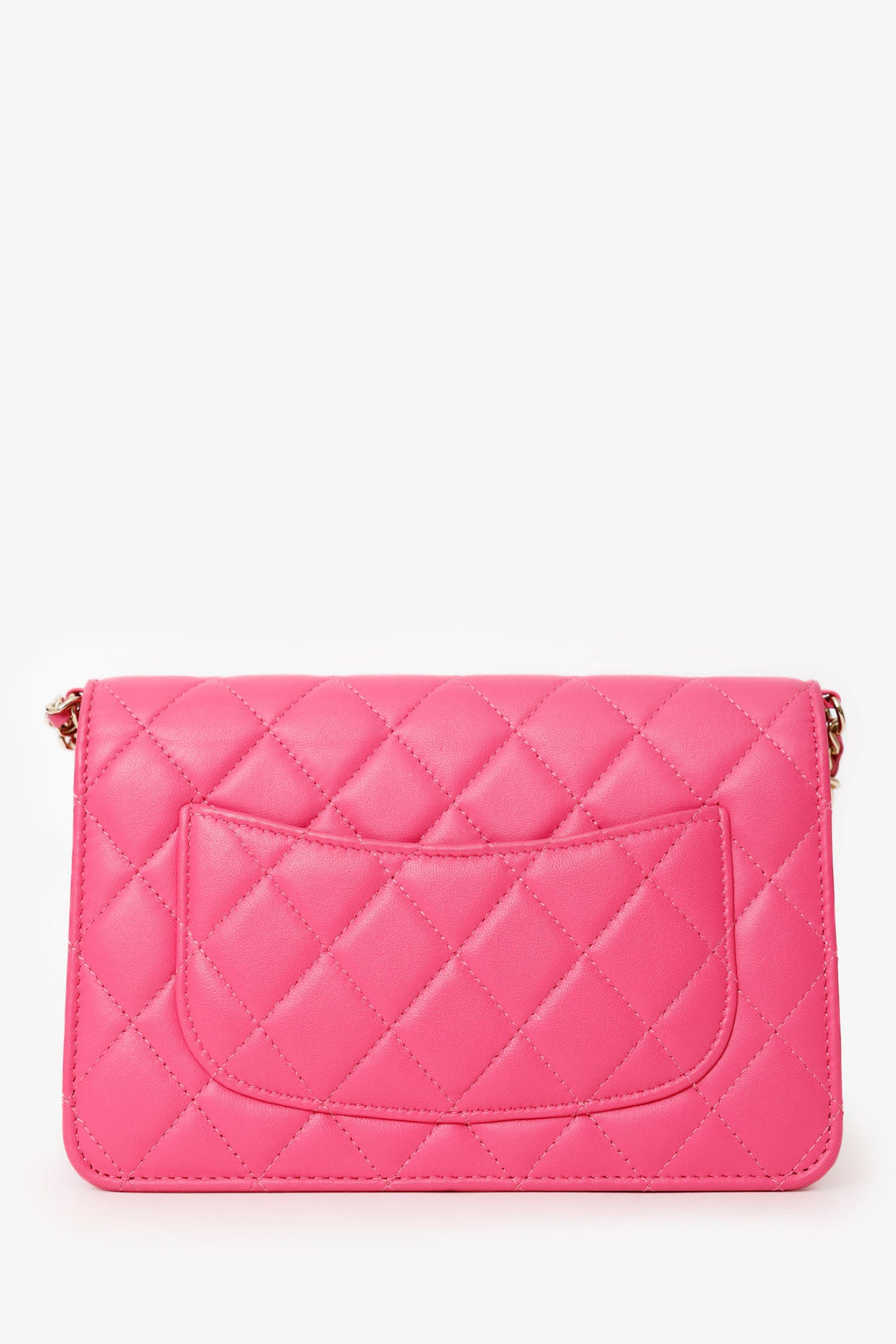 Pre-Loved Chanel™ 22P Pink Quilted Lambskin Pearl Wallet on Chain