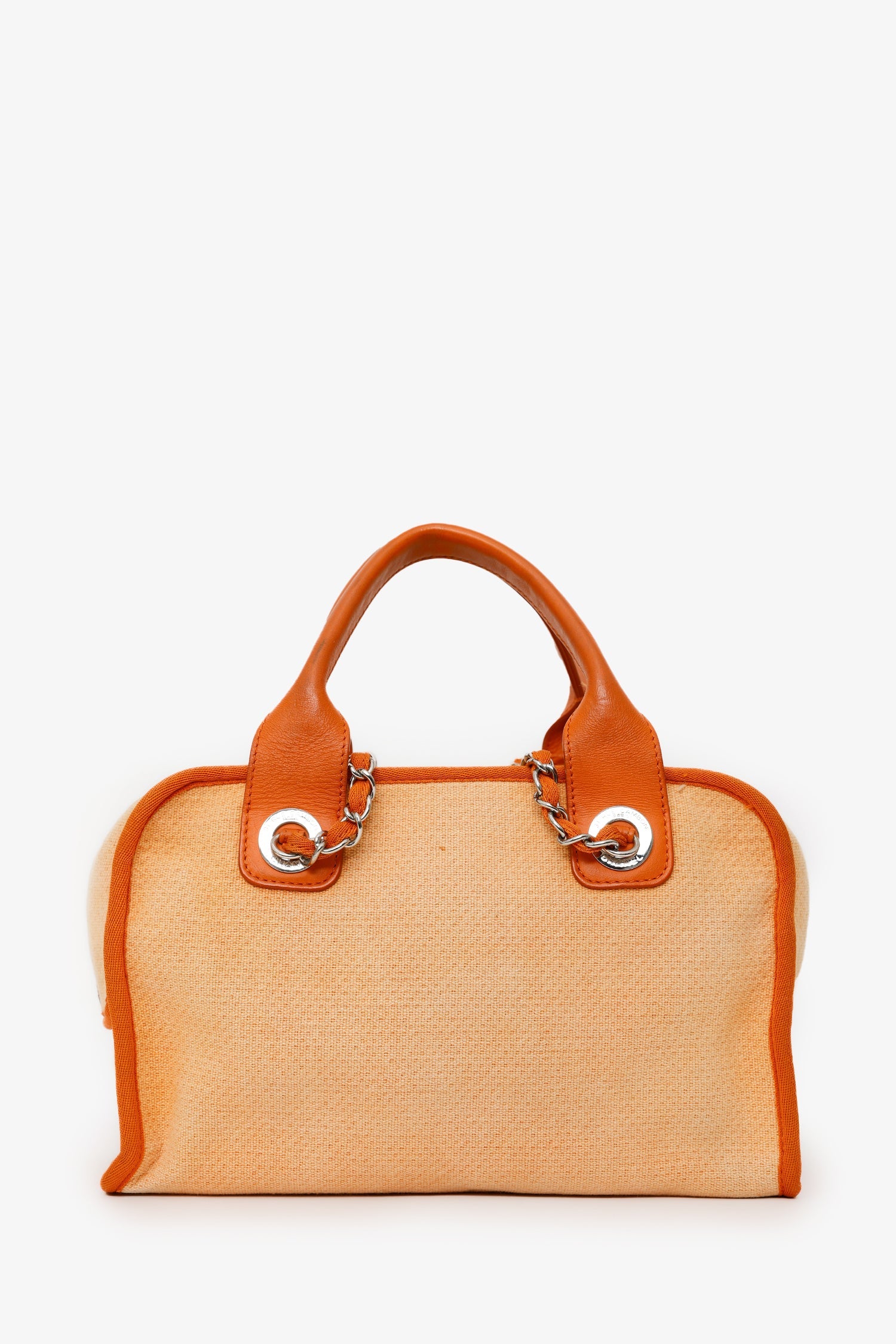 Pre-Loved Chanel™ 2014-15 Orange Canvas Deauville Mini Bowling Bag