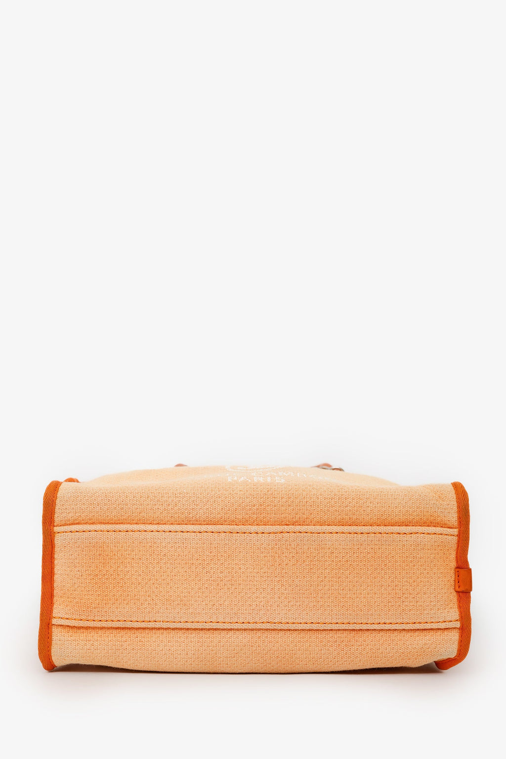 Pre-Loved Chanel™ 2014-15 Orange Canvas Deauville Mini Bowling Bag