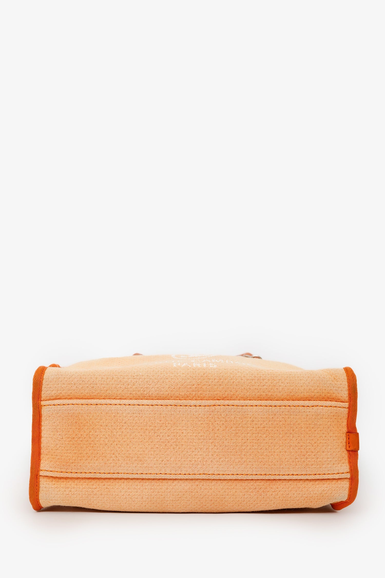 Pre-Loved Chanel™ 2014-15 Orange Canvas Deauville Mini Bowling Bag