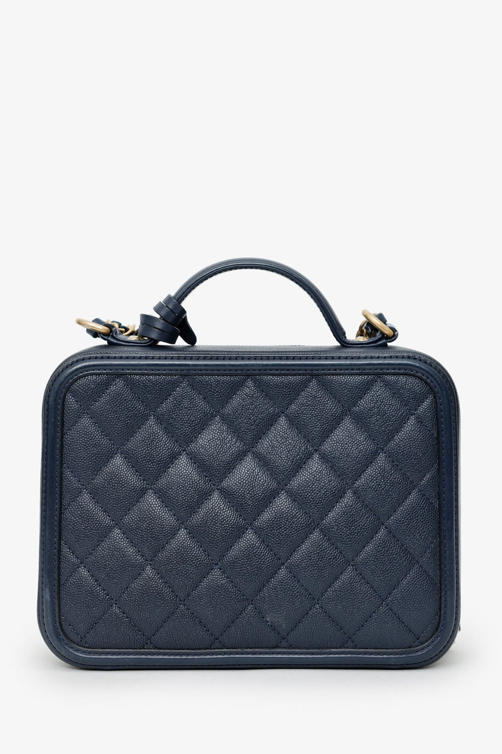 Pre-Loved Chanel™ 2018 Navy Caviar Medium Filigree Vanity Case Bag