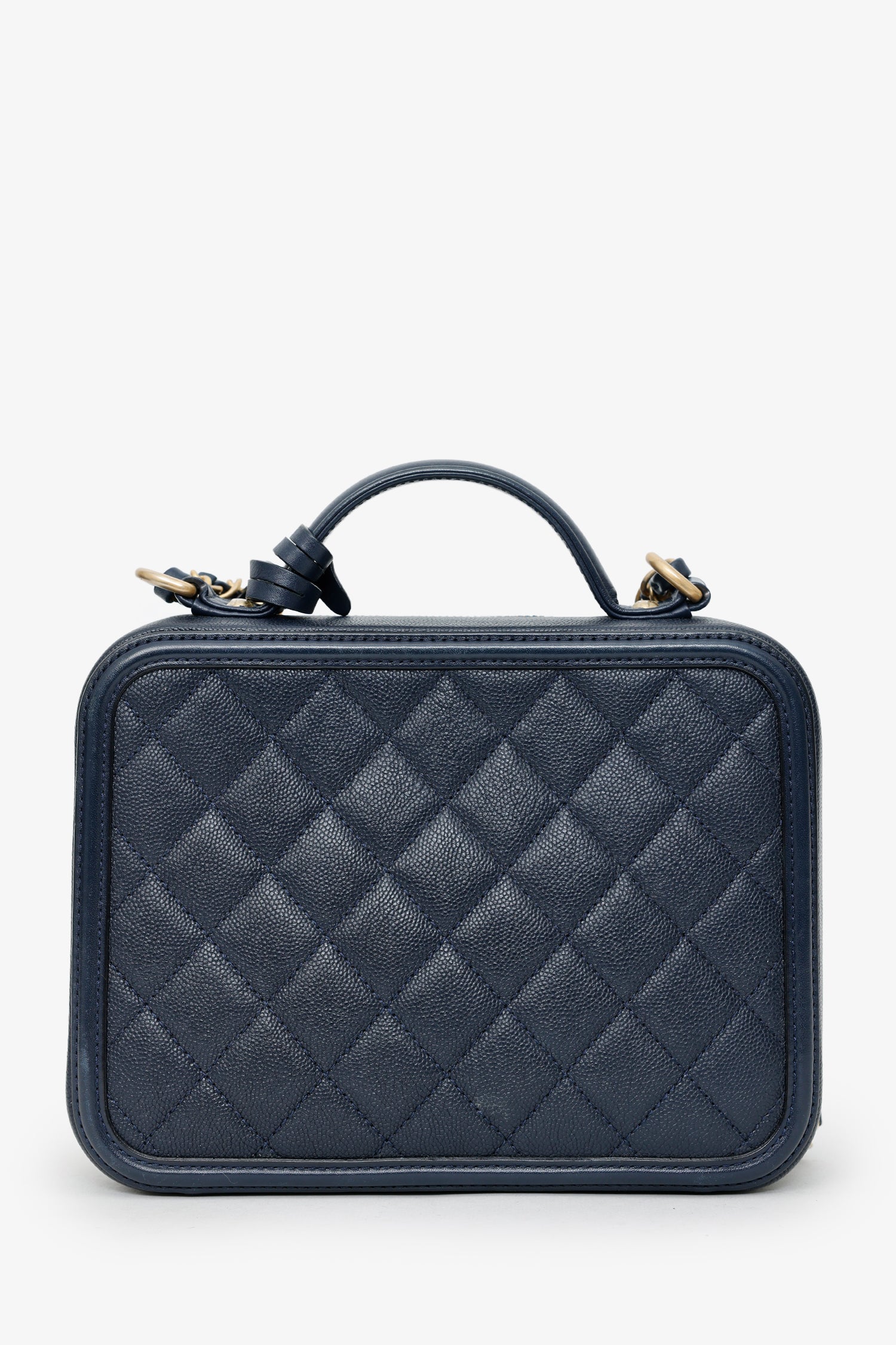 Pre-Loved Chanel™ 2018 Navy Caviar Medium Filigree Vanity Case Bag