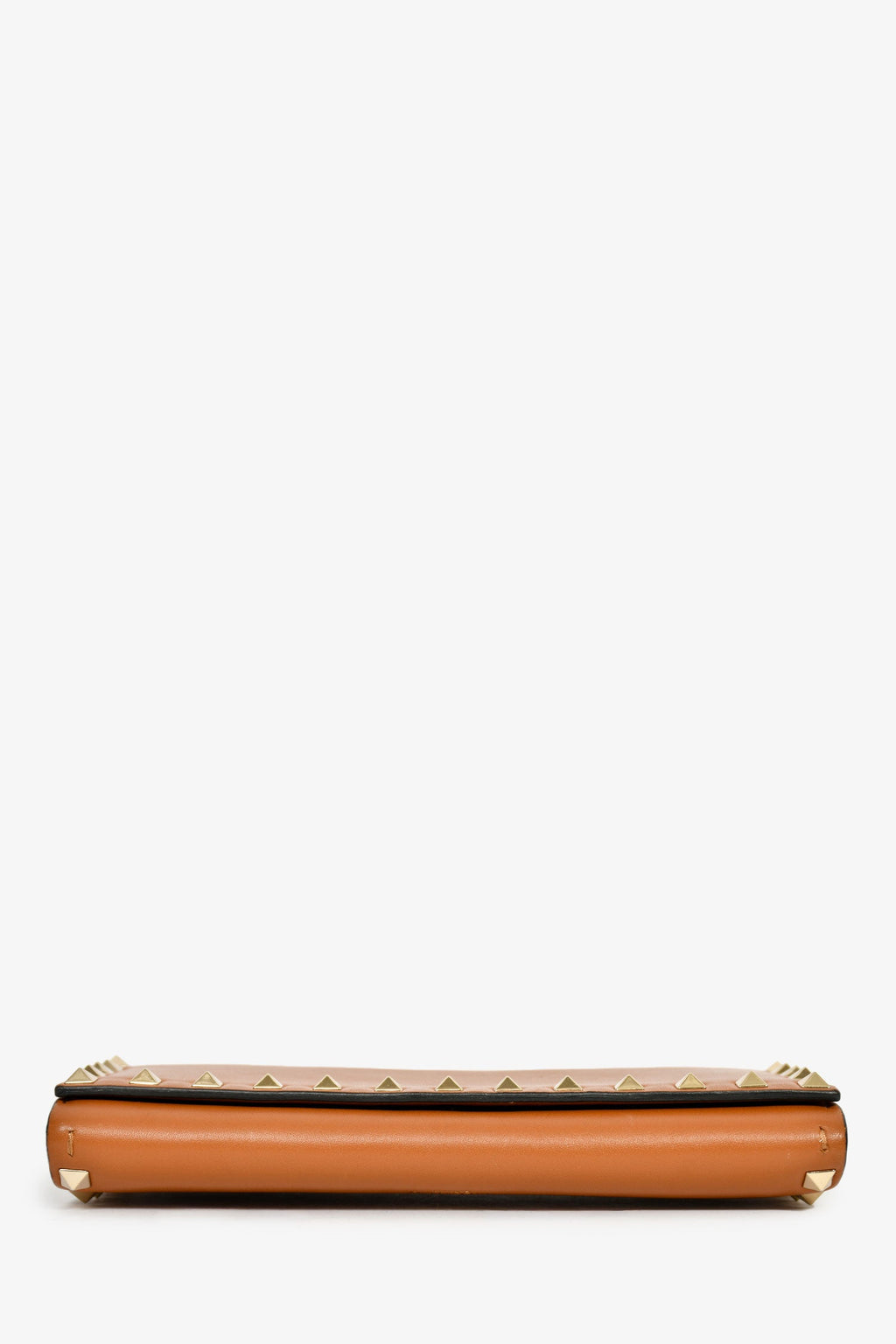 Valentino Brown Leather Rockstud Wallet on Chain