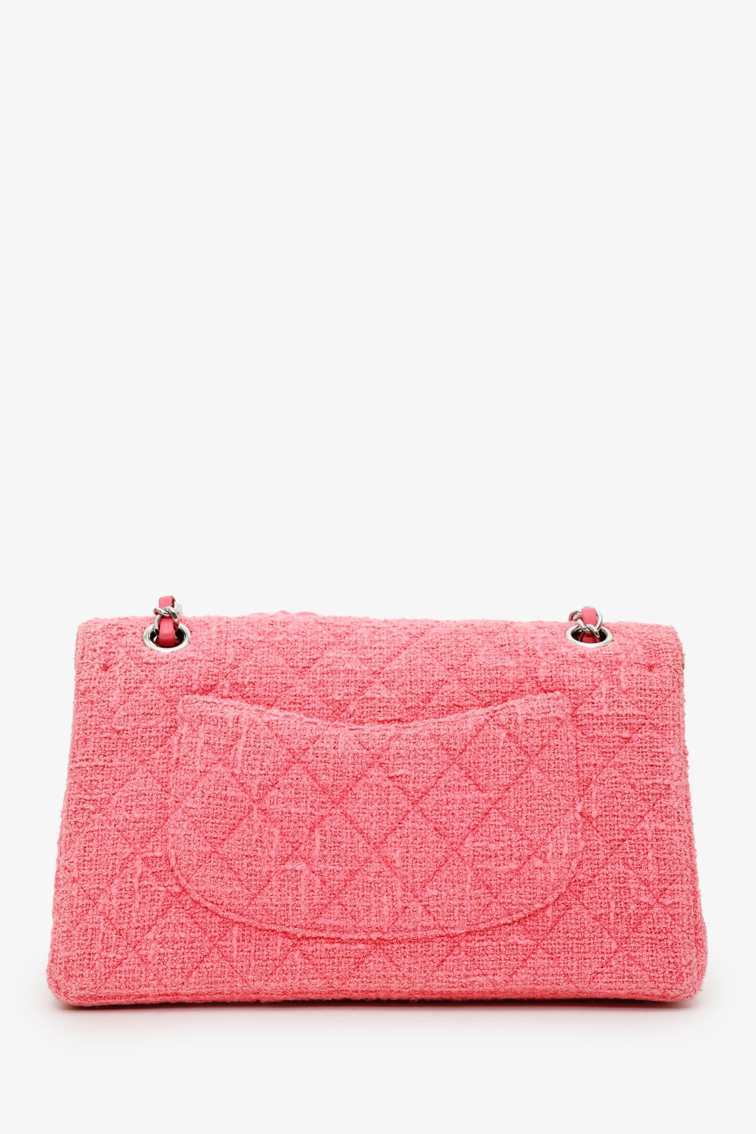 Pre-Loved Chanel™ 2016 Pink Tweed Flower Classic Double Medium Flap Bag