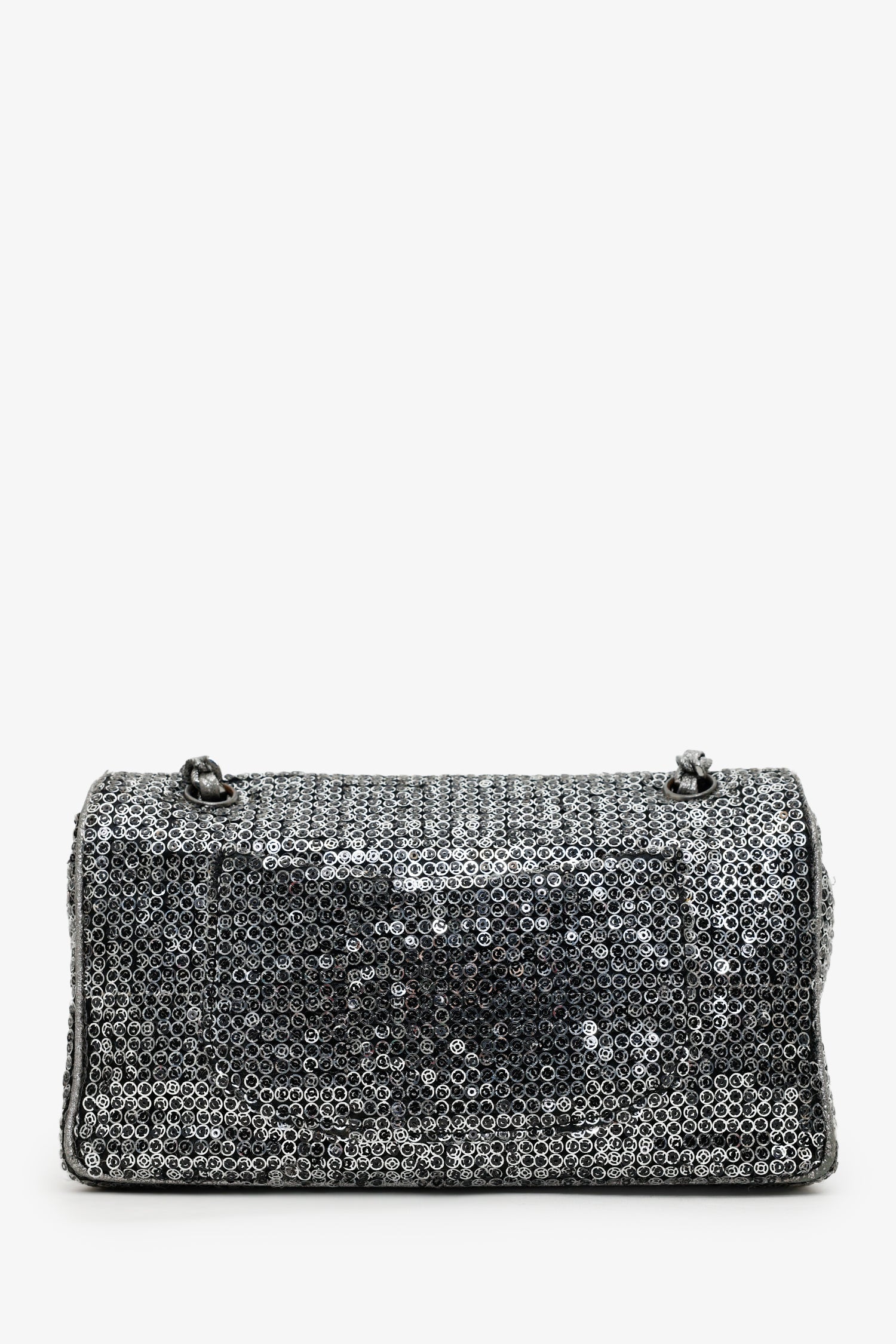 Pre-Loved Chanel™ 2006-08 Silver Metallic Sequin Classic Single Flap Bag