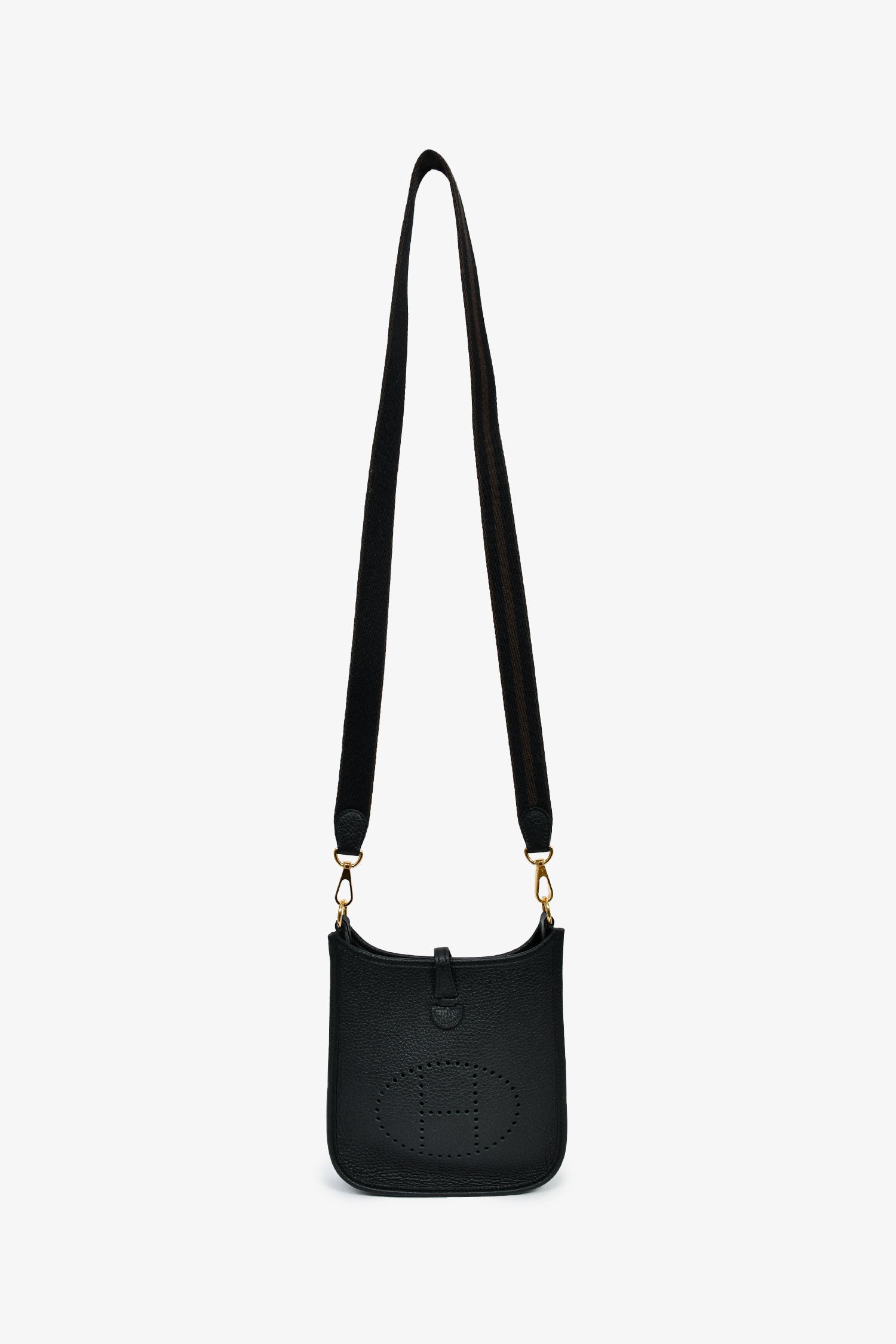 Hermès 2023 Black Clemence Leather Mini Evelyne TPM 16 Crossbody