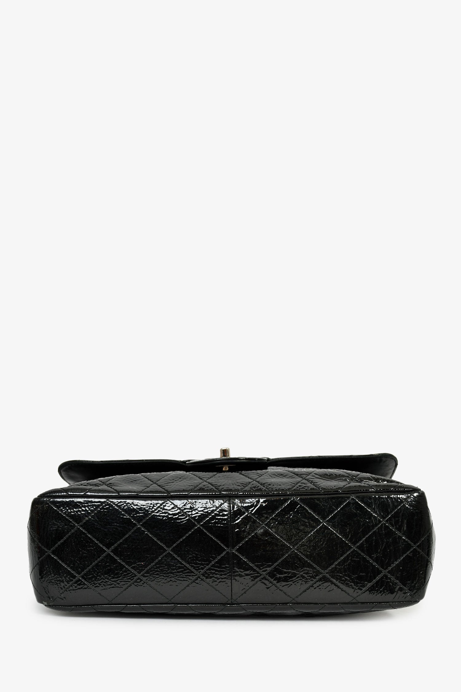 Pre-Loved Chanel™ 2006-08 Black Glossy Patent Single Jumbo Flap Bag