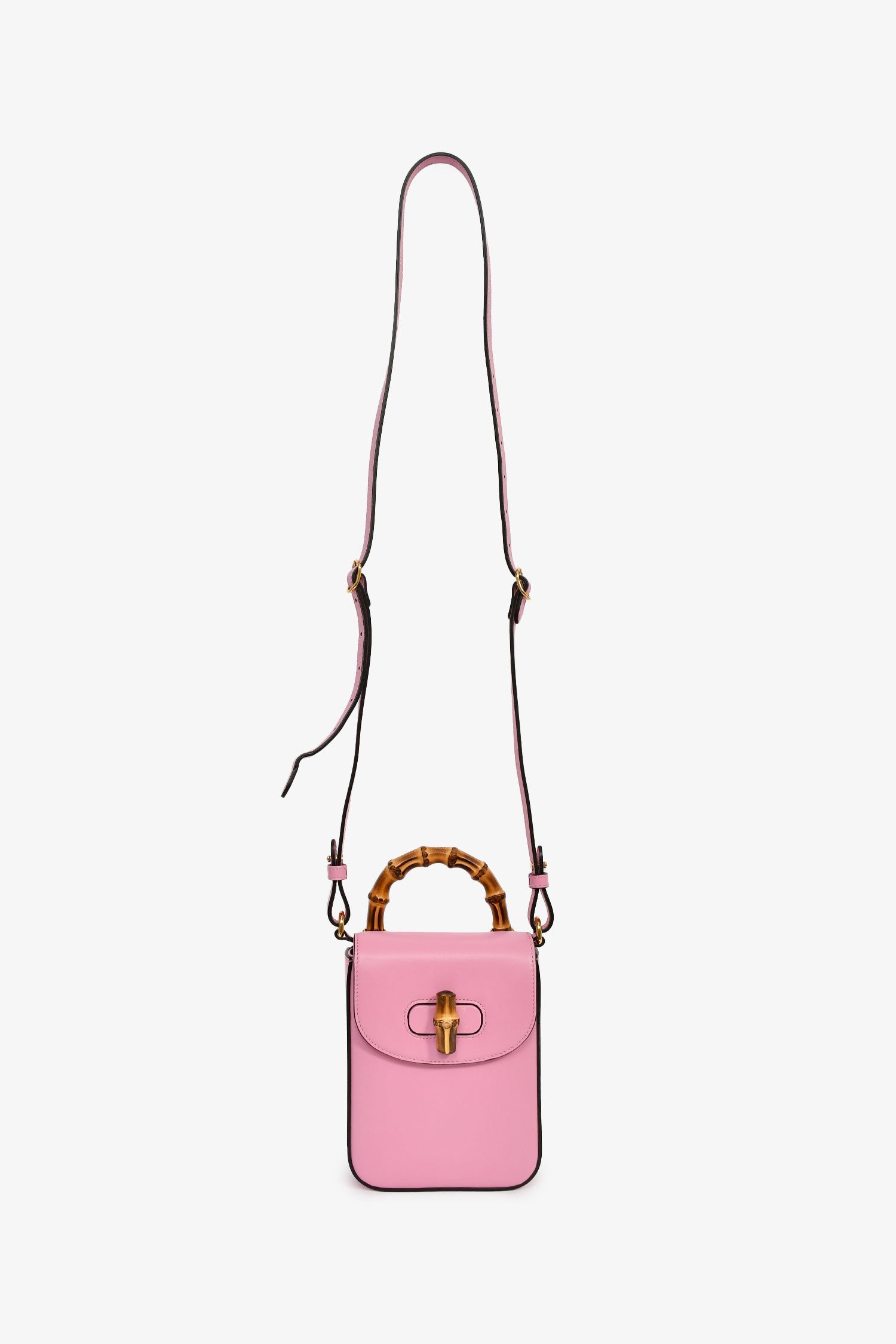 Gucci Pink Leather Bamboo Flap Crossbody