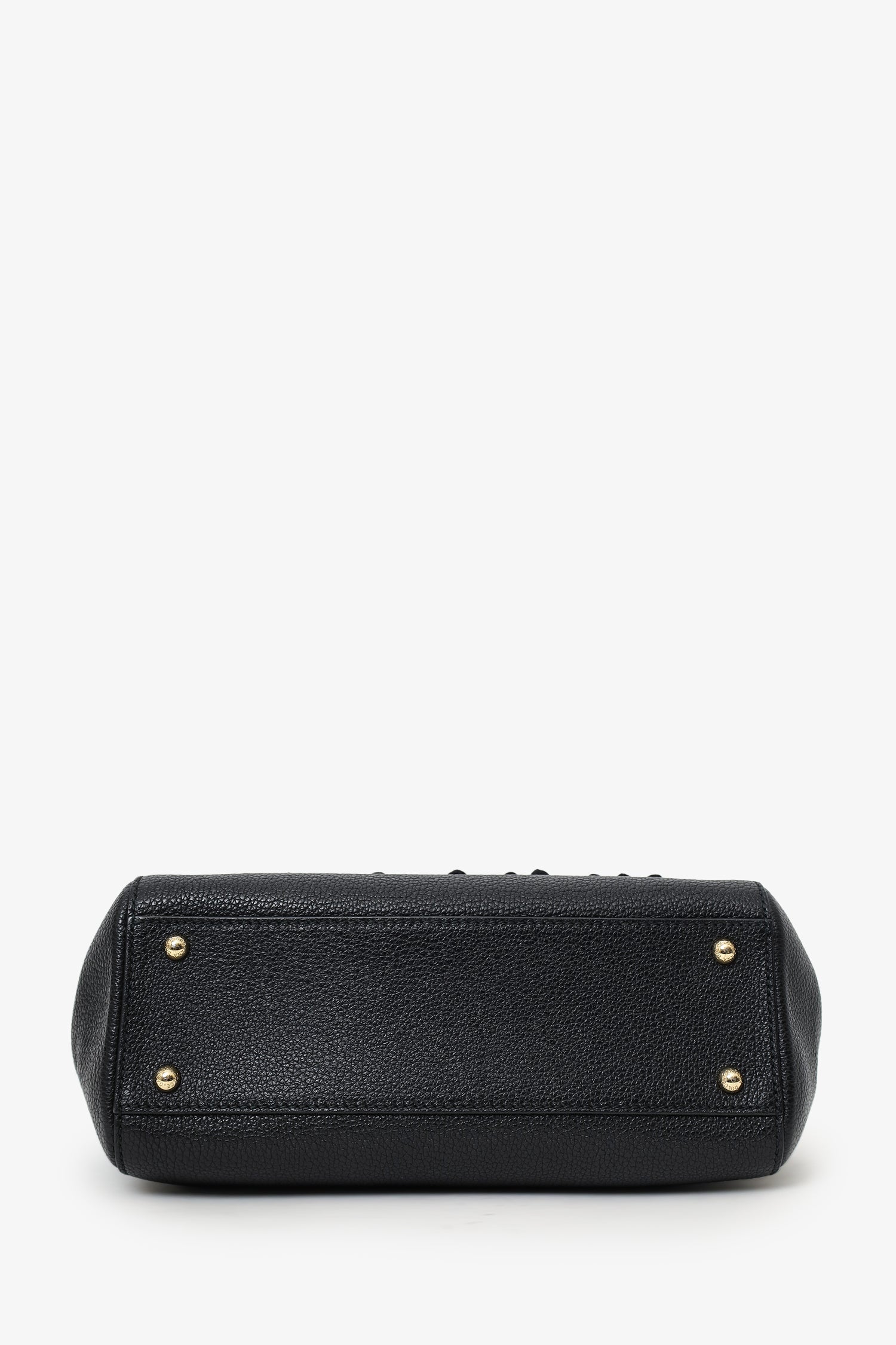 Dolce & Gabbana Black Leather Embellished Medium Sicily Top Handle Bag