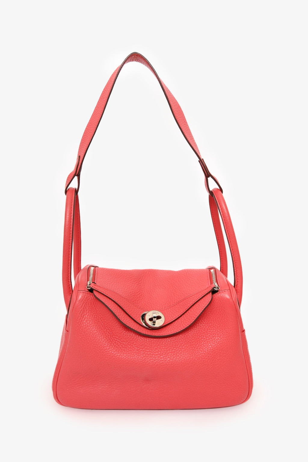 Hermès 2010 Red Clemence Leather Lindy 26 Palladium Hardware