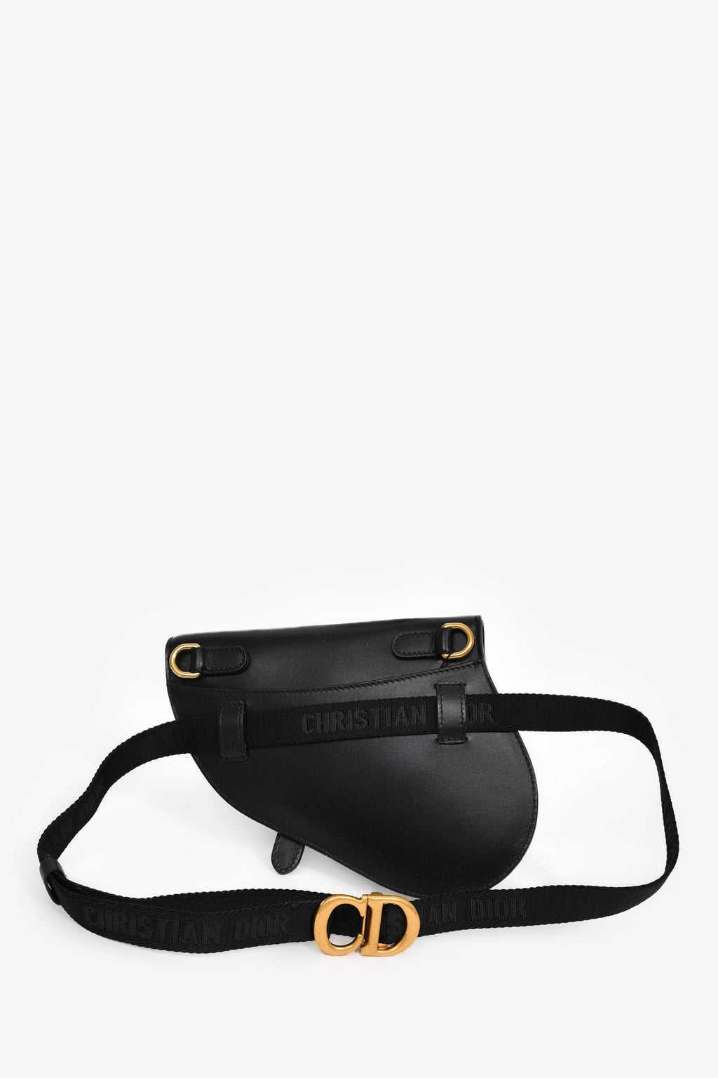 Christian Dior 2019 Black Leather Saddle Belt Bag