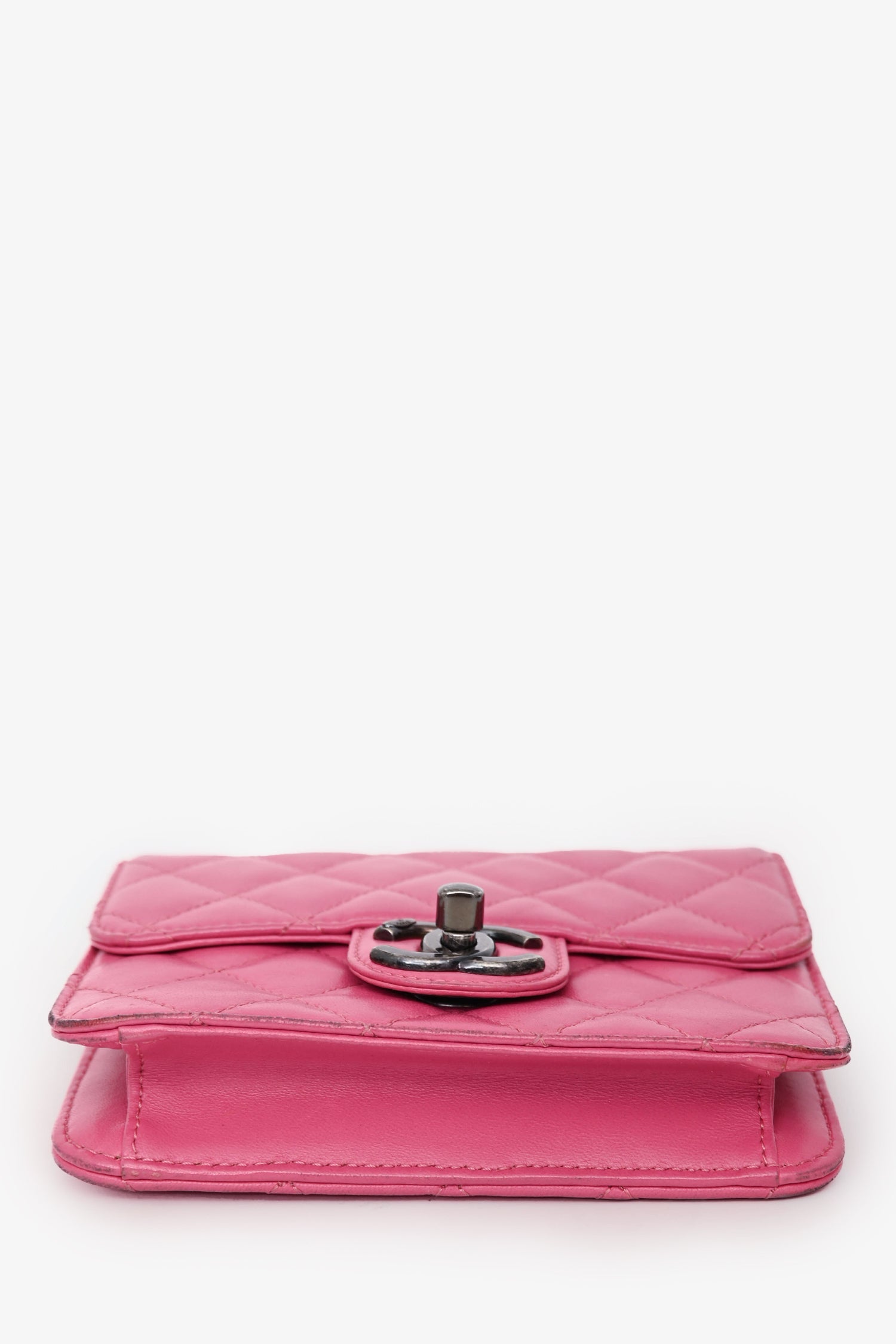 Pre-Loved Chanel™ 2013 Pink Quilted Lambskin Mini Crossing Times Flap Bag