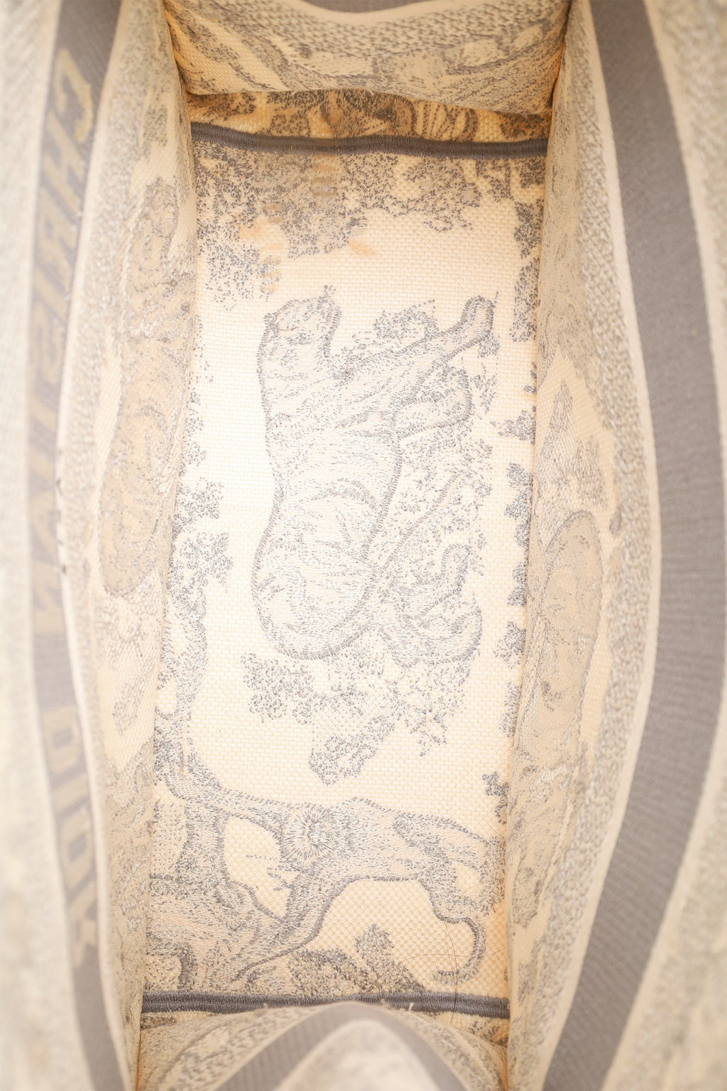Christian Dior 2021 Grey Canvas Toile de Jouy Embroidered Medium Book Tote