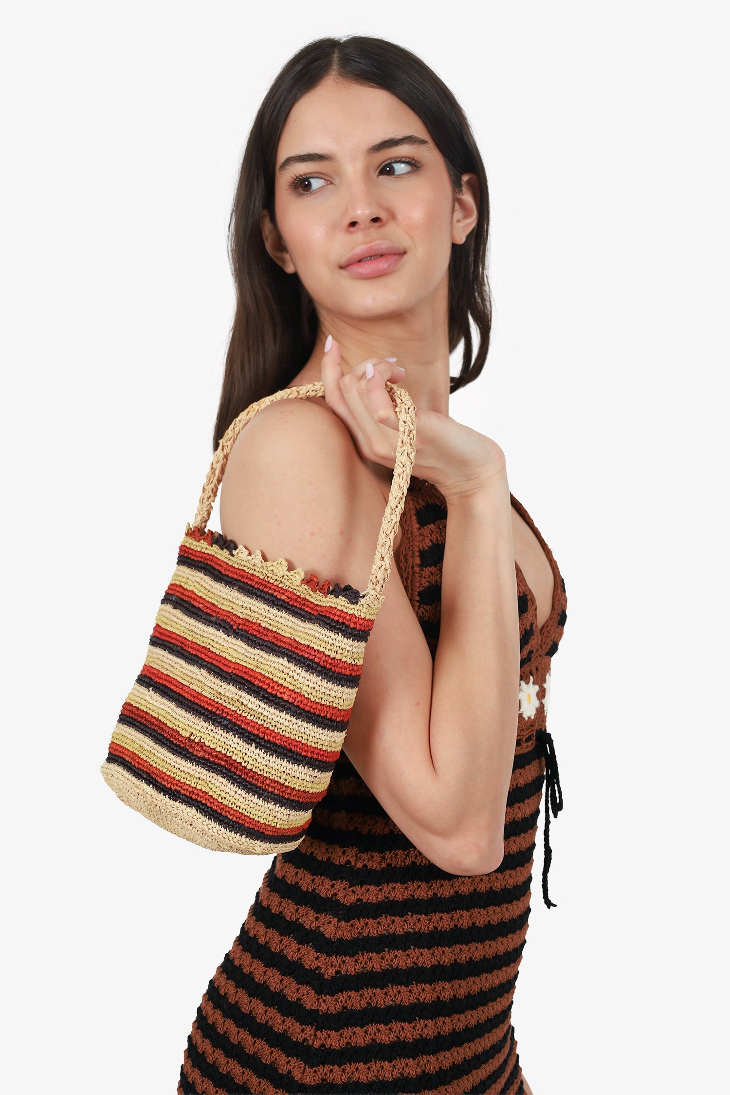 DÔEN Stripe Raffia Pia Bag