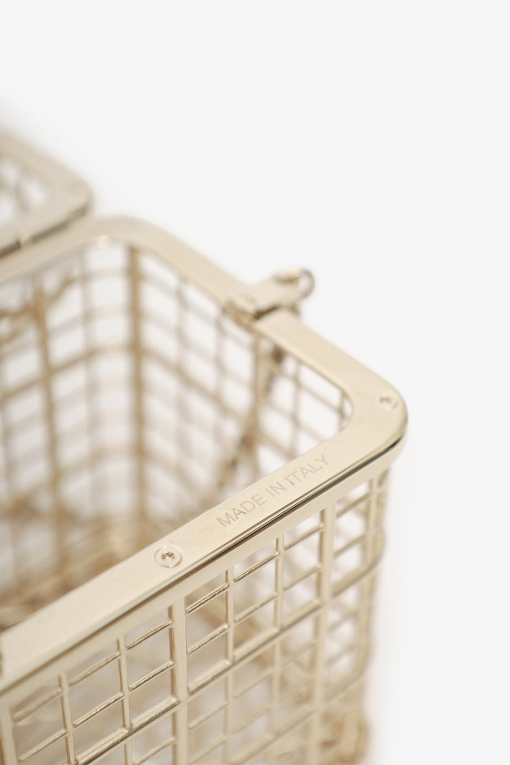 Pre-Loved Chanel™ 2025 S/S Runway Gold Toned Metal Crystal Strass 'Bird Cage Minaudière' Bag