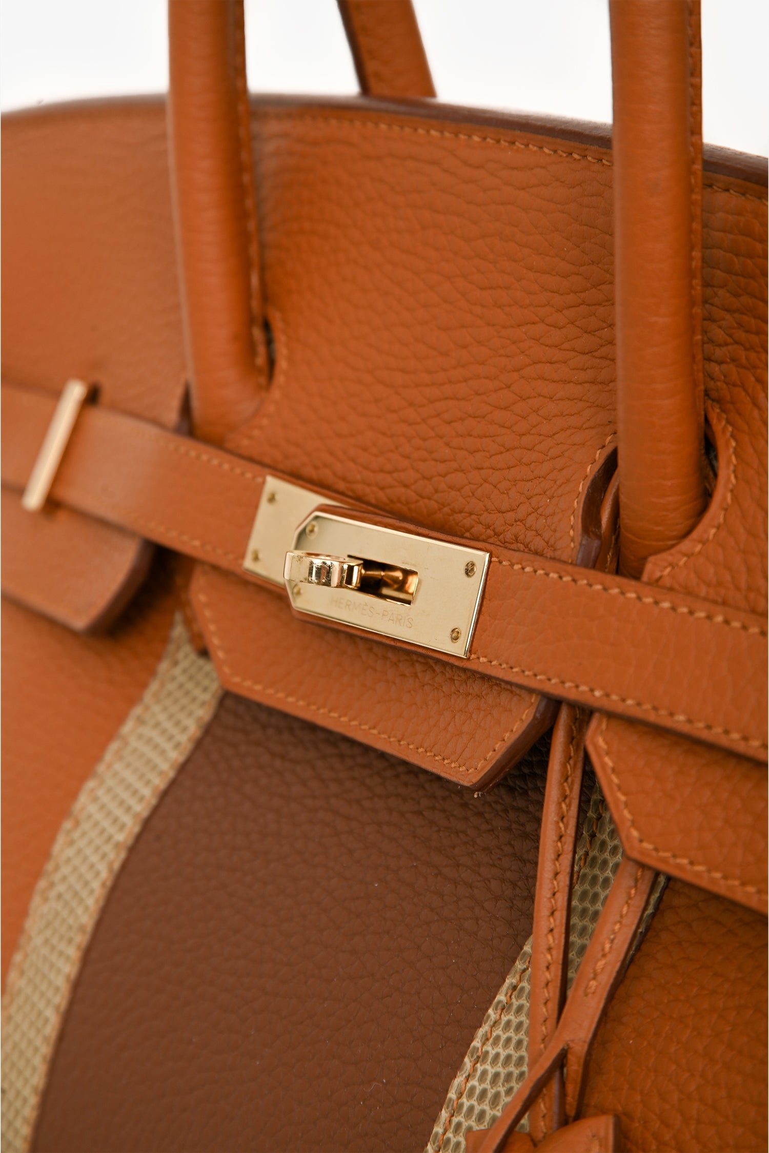 Hermès 2012 Brown Clemence/Lizard Leather Club Birkin 35 GHW