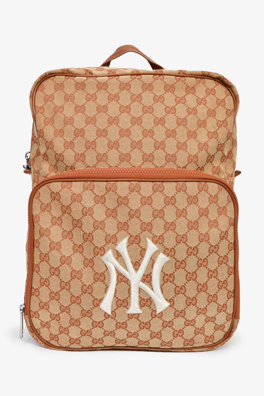 Gucci x New York Yankees Canvas Leather Trimmed Backpack