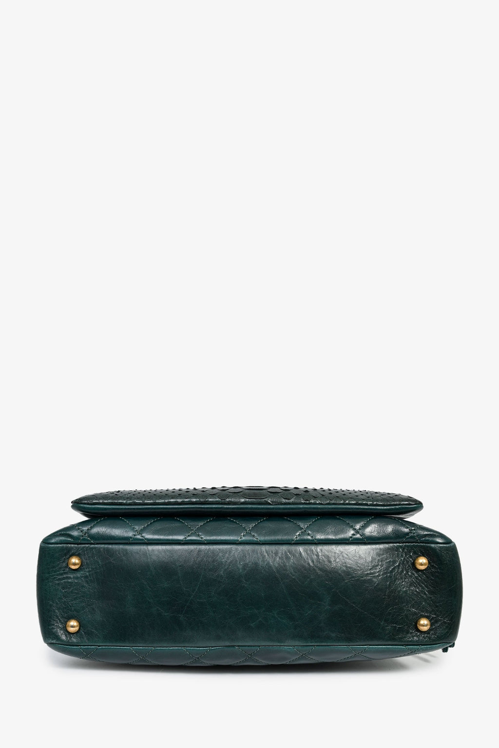 Pre-Loved Chanel™ 2015-16 Green Leather/Python Urban Mix Tote