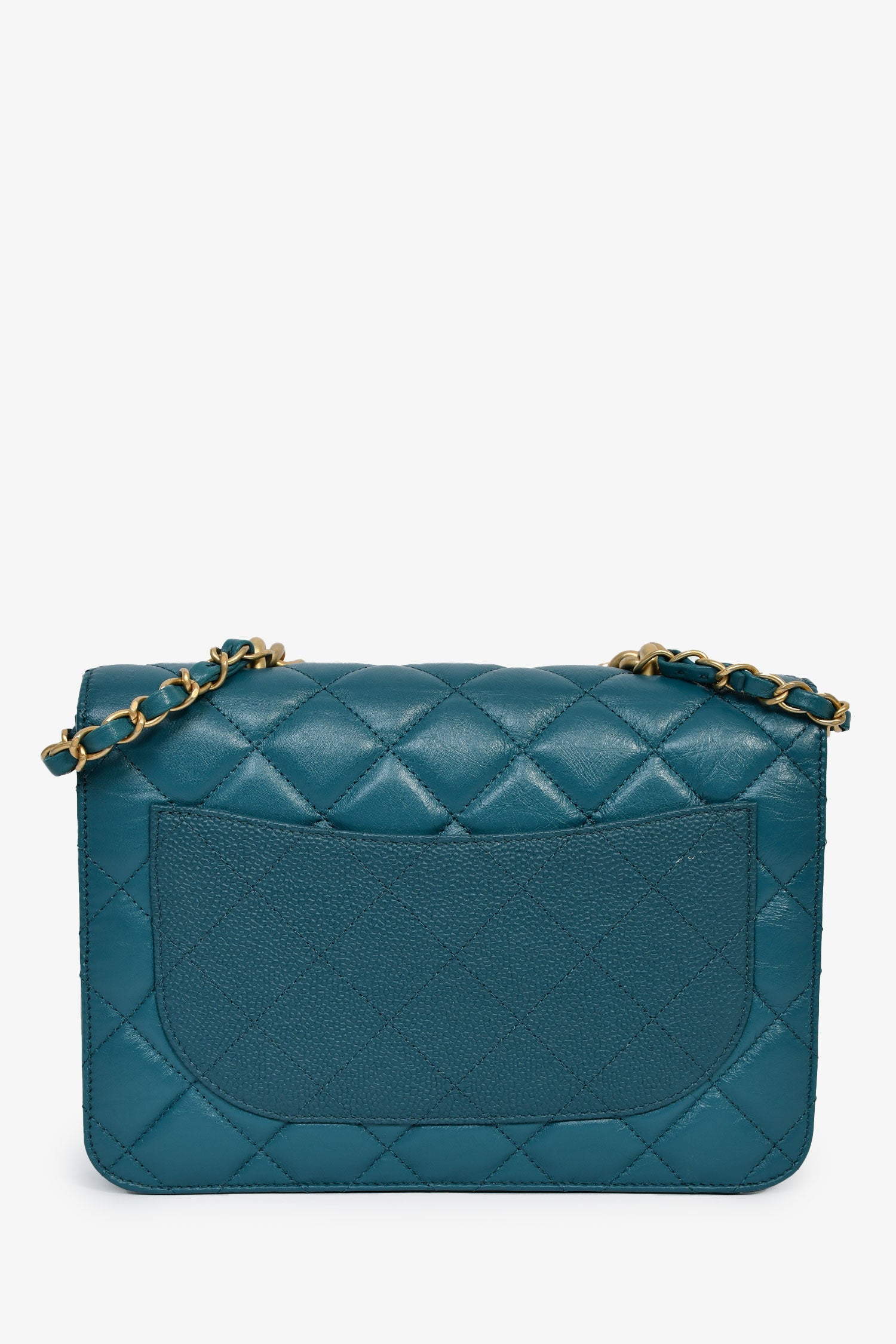 Pre-Loved Chanel™ 2019 Teal Leather Front Pocket CC Flap