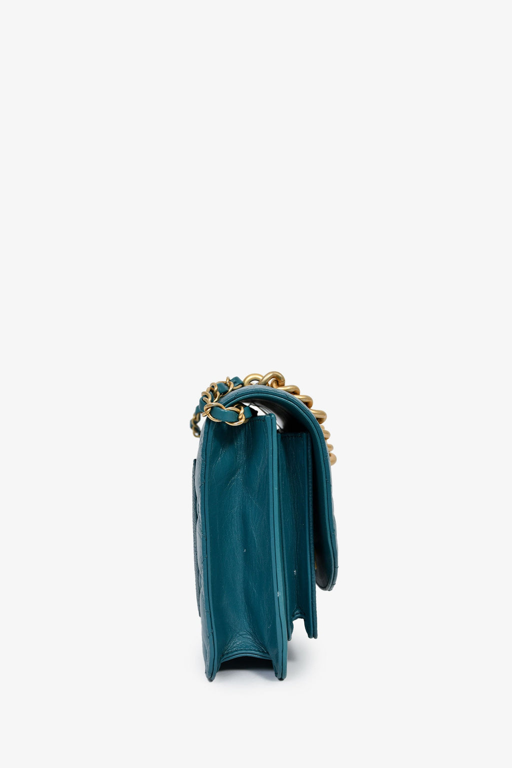 Pre-Loved Chanel™ 2019 Teal Leather Front Pocket CC Flap